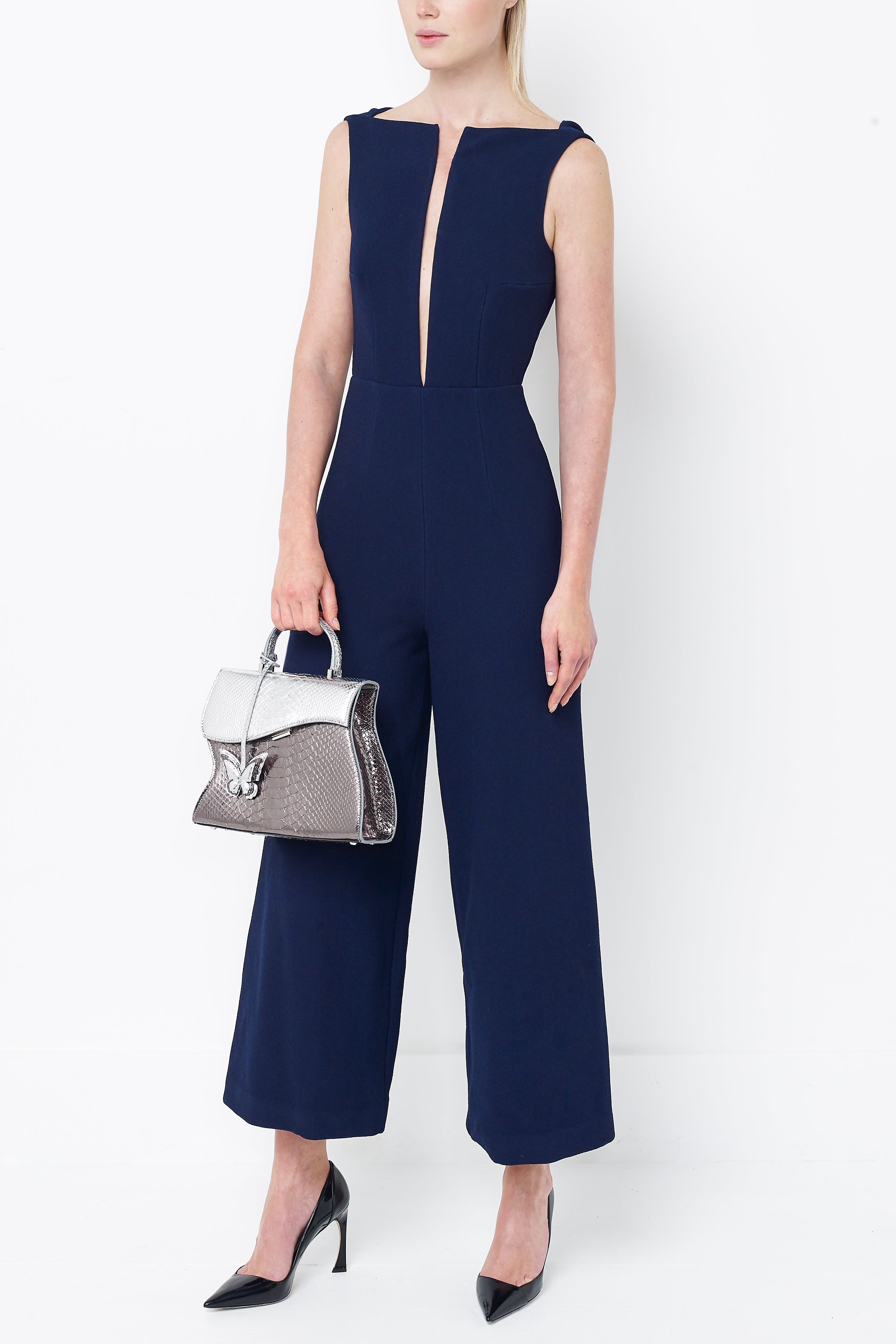 Silver/Black Python Larissa Bag