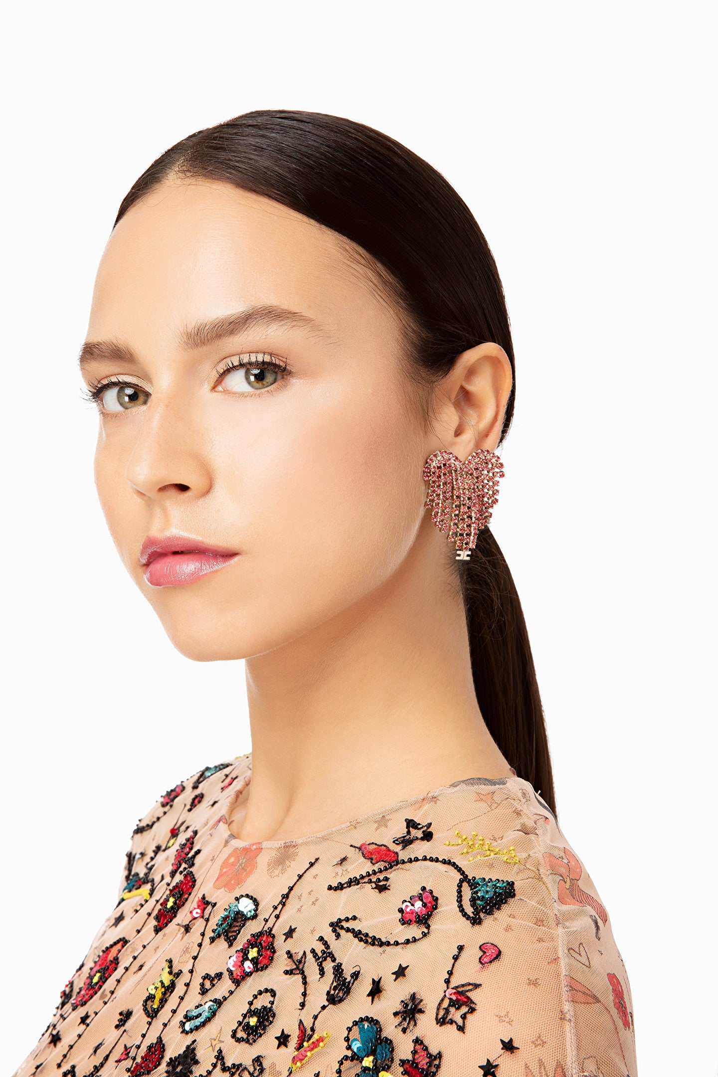 Peony Pink Heart Shaped Earrings