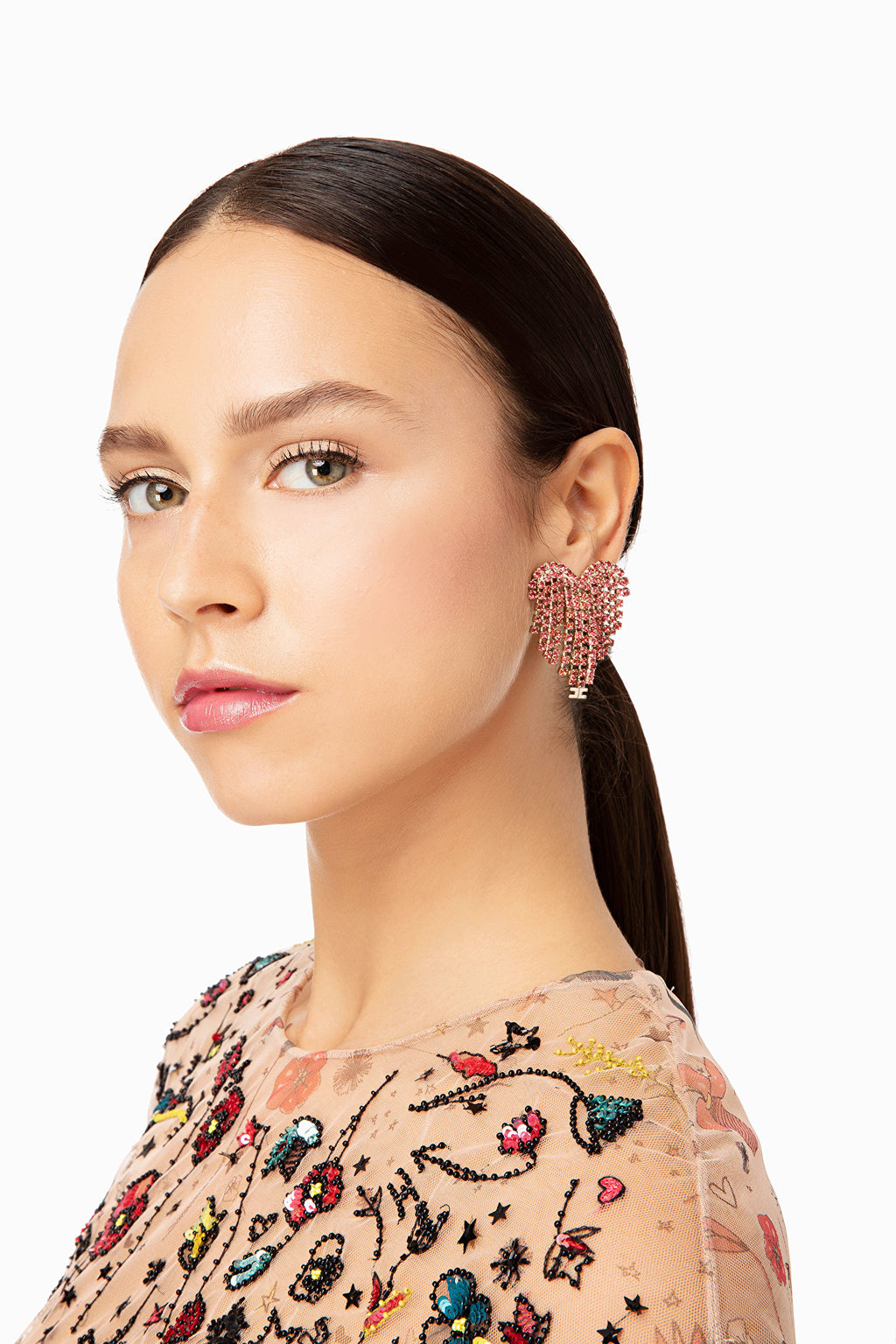 Peony Pink Heart Shaped Earrings