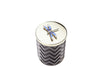 Blue Herringbone Candle with Silk scarf and Dragonfly on the lid