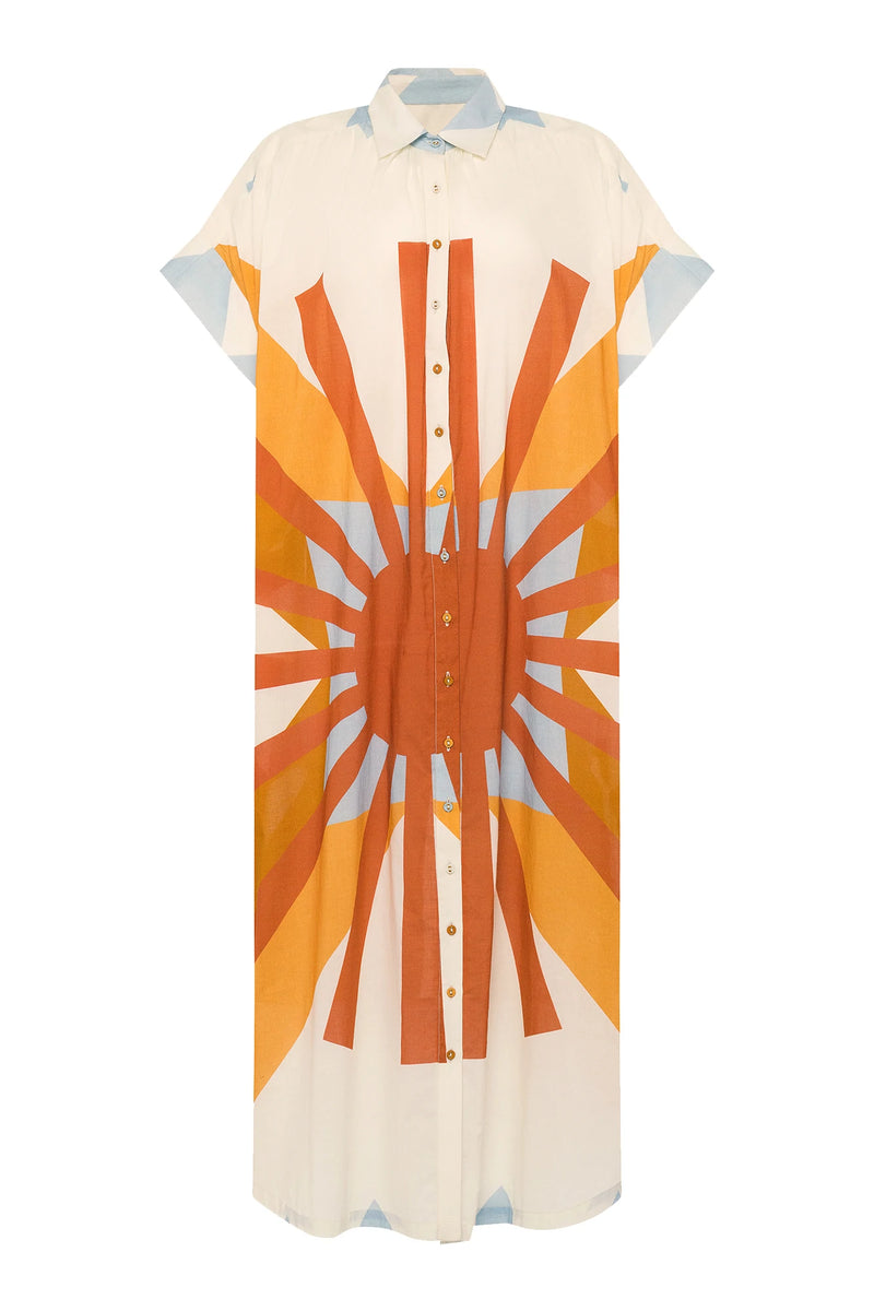 Solar print shirt dress