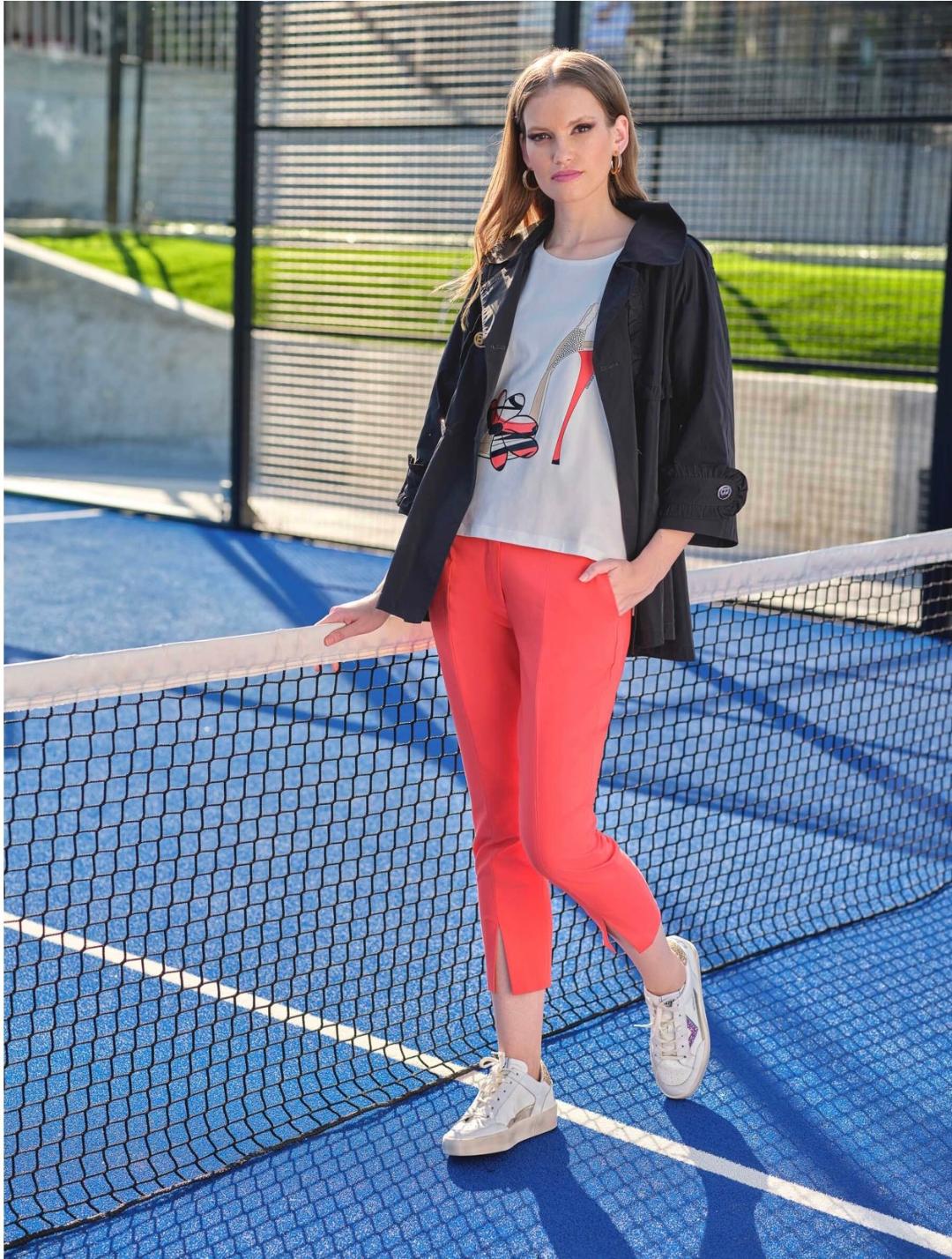 Coral ankle pants with slit