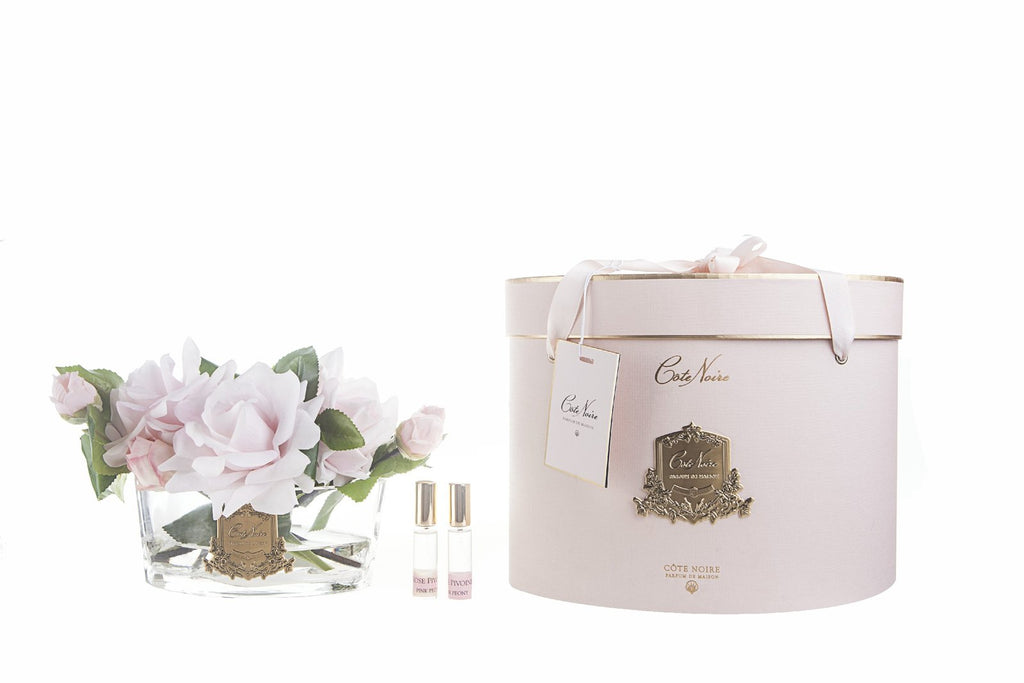 Pink Roses Bouquet Flower Diffuser in Oval Vase