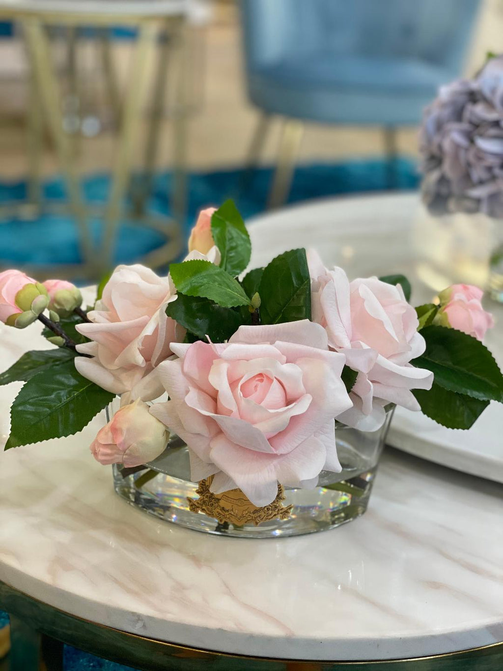 Pink Roses Bouquet Flower Diffuser in Oval Vase
