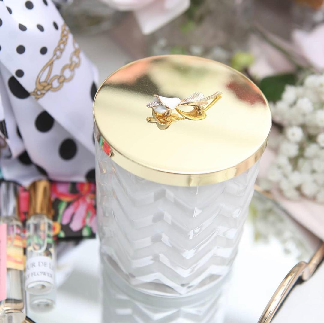 White Herringbone Candle with silk scarf