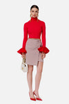 Mauve wraparound skirt with chain
