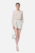White check motive tweed shorts