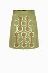 Green Embroidered Mini Skirt