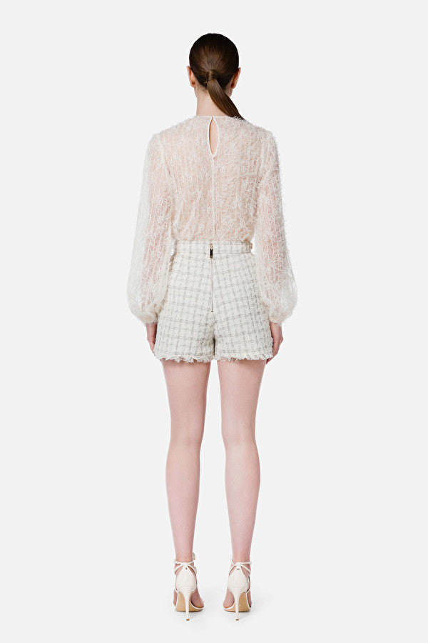 White check motive tweed shorts