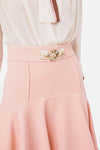 Rose Flouncy Skirt with Embroidered Bow and Crystals
