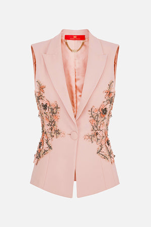 Antique Rose sleeveless Jacket with embroideries