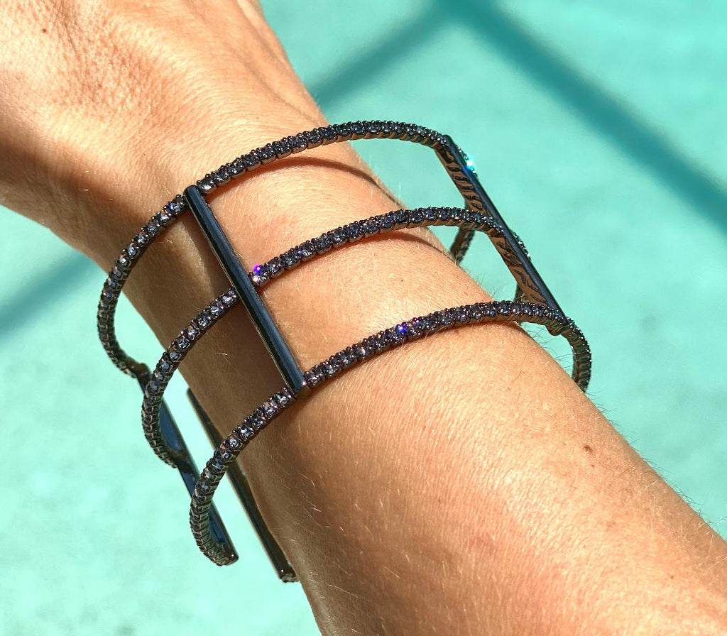 Gun metal Triple Single Row bracelet