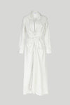 Ivory silver stripe knotted linen maxi Dress