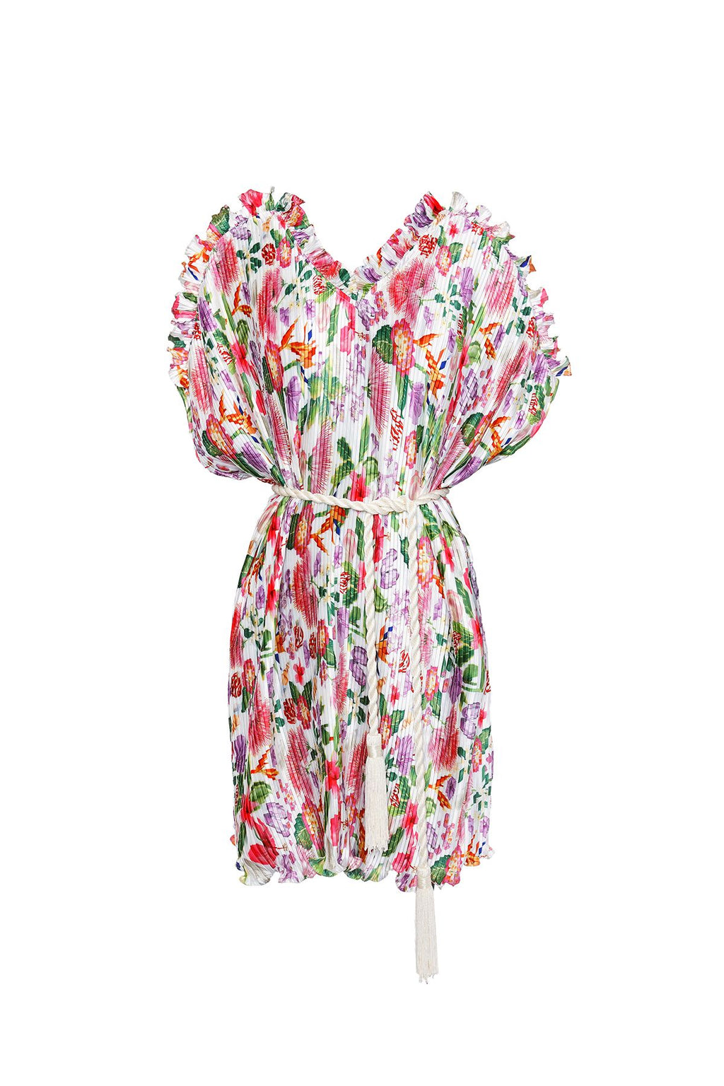 Floral plisse mini dress