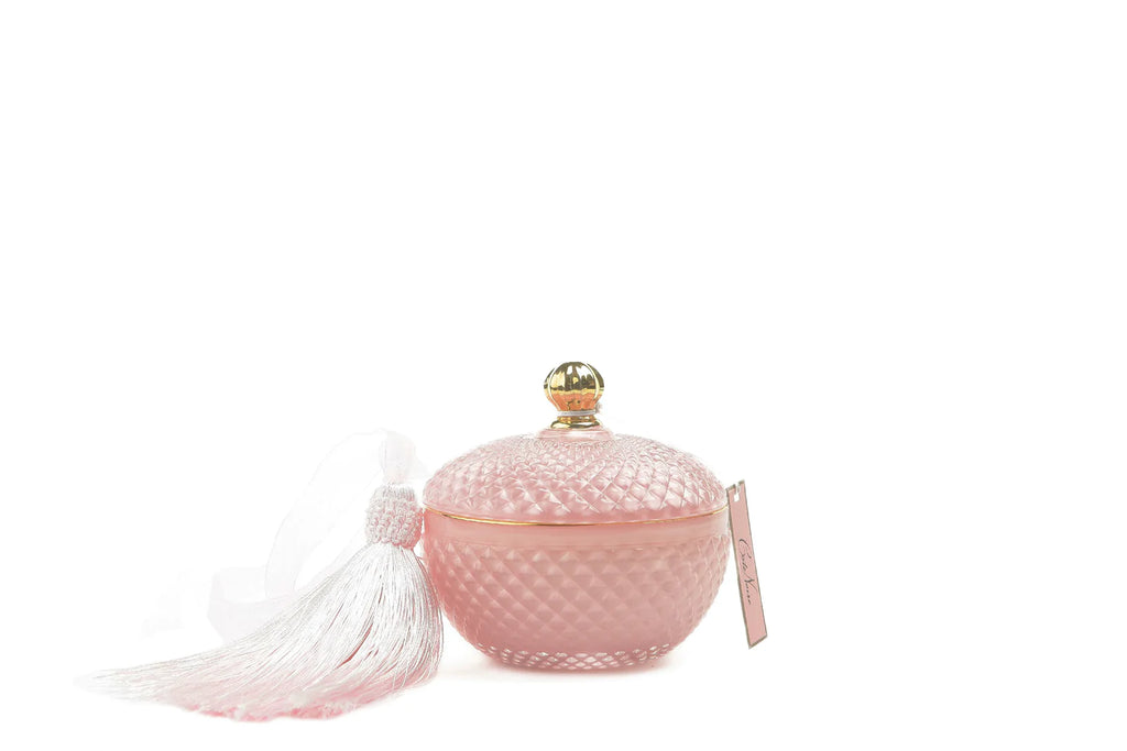 Pink round art deco candle